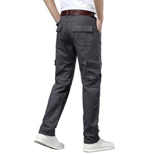 Calça masculina masculino cargo multi -bolsões militari tática calça losse reta primavera no verão safari tamanho de pluses steetwearmen's