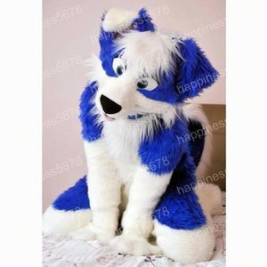 Symulacja niebieska husky pies fursuit Mascot Costume Wysokiej jakości kreskówkowy strój postaci garnitur Halloween dla dorosłych rozmiar przyjęcia urodzinowe sukienka festiwalowa na świeżym powietrzu
