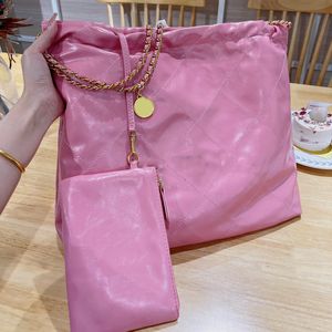 22 Luxury Totes Bag Oil Wax Leather Designer Classic Quilted Plaid Gold Metal Chain with Coin Purse One Shoulder Crossbody Ladies Outdoor La