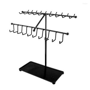 Jewelry Pouches Bags Jewellery Stand - Metal Display With 30 Hooks And Bottom Tray Storage For Necklace Bangles Bracelet Watches Rita22