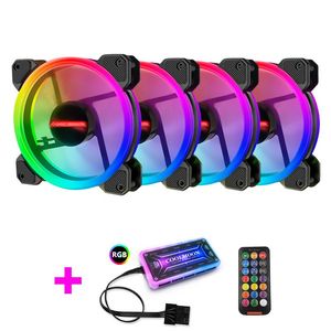 Fãs Coolings Coolmoon Caso Fã PC RGB RGB com REMOTO REMOTO COMPULADOR COMPULADOR CPU e componentes de radiador 120mm Fanfans