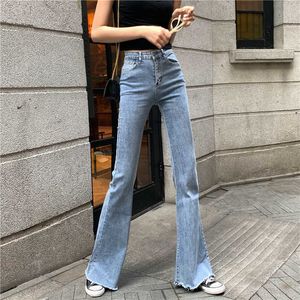 fashion womens jeans summer split solid color Korea Ulzzang chic leisure college ins lady office Boot Cut Full pants 210608