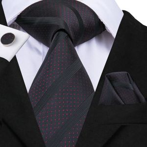 Бабочка Hi-Tie 2022 Прибытие 100% шелковое галстук в стиле Bussiness Bussiness Black Tie Hanky ​​Mufflinks Установите Gravatas для вечеринки C-3085BOW