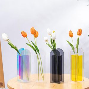 Vasos Flor Vaso Cachepot Stand Colorido Acrílico Luxo Sala de Luxo Decoração Nordic Pequeno Criatividade Ornamentos Atacado 2022
