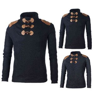 Mężczyźni Slim-Fit Kołnierz długie rękawy Button dzianin Koszulka Sweter Mężczyźni Casual Sport Sweater AIC88 L220730
