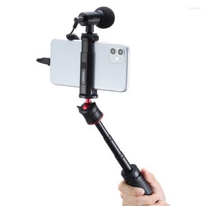 Tripods St-19 Mobile Smartphone Holder Clip For Video Camera Clamp Phone Mount With Cold Shoe Anti-Slip Mic Led Light Vlog Loga22