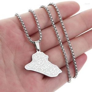 Pendant Necklaces CHENGXUN Iraq Map Necklace Women Men Frame With Arabic Famous Poem Verse Charm Stainless Steel Irish Jewelry Elle22