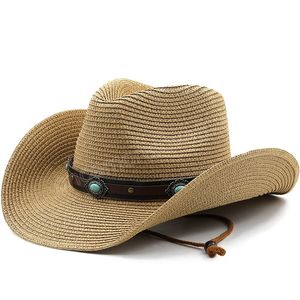 Hand Weave Cowboy Hat Straw Summer Hat Women Sun Hats Foldable Hollow Out khaki Beach Cap Fashion Women Men Unisex Sunhat
