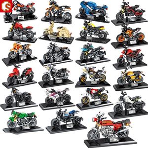 Set moto modello Building Blocks Speed Champ sport Race moto Fuoristrada City car Moto kit di mattoni sembo 220715