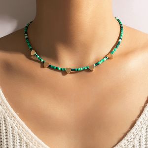 Bunte Perlen-Halskette für Frauen, Boho-Fischschwanz-Herz, Legierung, Metallkette, Halsband, Party-Schmuck, Großhandel