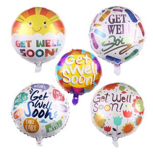18inch saudação balão de folha obter bem logo balões para paciente ensolarado flor woundplast deseja festa-balloons balloon balão m190a