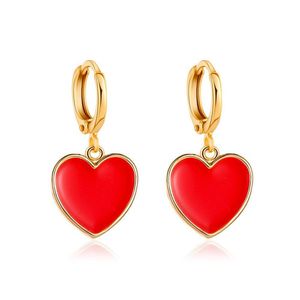 Wholesale red heart shaped earrings resale online - Clip on Screw Back Romantic Girl Red Heart shaped Pendant Earrings Charming Women s Wedding Party Ear Clip Jewelry Valentine