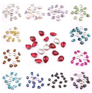 10pcs 6x8mm Nail Drill Jewelry Crystal Glass Pointback Water Drop Multicolor Optional Mobile Phone Decoration Paste Drill Y220408