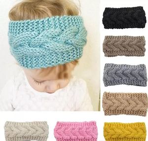 17 Kolory Dzieci Dzianiny Opaski Dziewczyny Nowy Projektant Hairband Zima Miękki Elastyczna Opaska Cukierki Handmade Crochet Hairbands