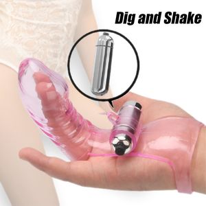 Massage Silikon Masturbator Batteri Vibrator Massager Finger Sleeve Clitoris Stimulera G Spot Orgasm Femaler Vuxenprodukter