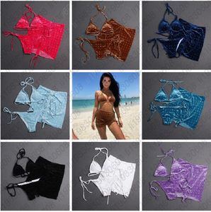 Bikini da donna in tre pezzi Set Bur Sexy Costumi da bagno a forma di cinturino trasparente Designer Costume da bagno da donna Moda Abiti da spiaggia Abiti estivi Costumi da bagno