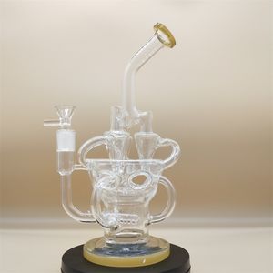 10 Inches Hookah Glass Bong Recycler Pipes Water Pipes Bongs Smoke Pipe Bongs Water Bottles Dab Rig Size 14mm Female Joint