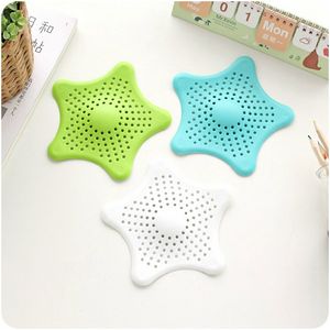 Five-Pointed Star Filter Soft Colorful Reusable Anti-blocking Kitchen Sink Waste Filter Bathroom Sewer Drain Hair Catcher