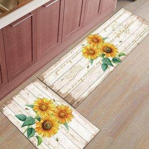 Mattor Farm Flower Sunflower Bee Kitchen Mat Home Floor Badrum inomhus Dörrat Antislip mattan LongCarpets