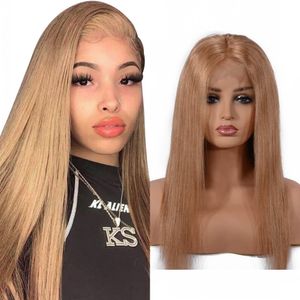 Wholesale 18 27 wig for sale - Group buy Cambodian Straight Frontal Wigs For Women Human Hair Honey Blonde Lace Front Wig Pre plucked