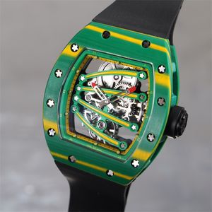 59-01 Montre de Luxe Herren Uhren 51.10x 43.10 x 15,20 mm Tourbillon-Bewegung TPT Carbonfasergehäuse Gummi-Gurt Luxus Uhren Armbanduhren