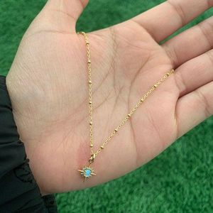 Pendant Necklaces Charm Crystal Star Wedding Necklace Vintage Female White Opal Elegant Gold Color Long Chain For WomenPendant