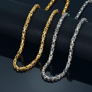 Chains Men's Gold Chain Necklace 20" 23" 26" Male Corrente Color Stainless Steel Byzantine For Men JewelryChains