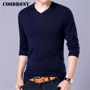 Coodrony Brand Sweater Men Knitwear Pull Homme Streetwear Classic Casual V-Neck Pullover Men Autumn Winter Woolen Sweaters 91054 201203