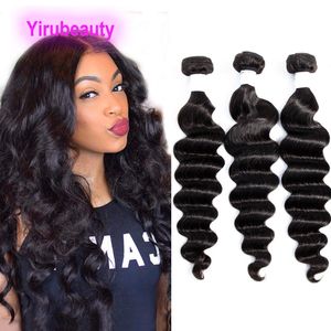 브라질 인간 처녀 머리 3 번들 느슨한 깊은 이중 wefts 10-30inch 곱슬 곱슬 yirubeauty 자연 컬러 3 pcs