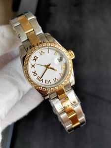 Relógio mecânico automático feminino de 26 mm de diamante gelado 2813 movimento dateJust Just Woman Wristwatches Full Stainless Steel Casal Style Wristwatches Lady Man Watches