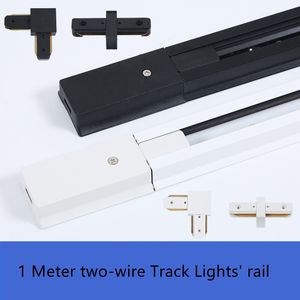 1 Meter zweiadrige Aluminium-LED-Schienenleuchtenschiene, weiße und schwarze Spotlight-Line-Lampen-Gleitschiene mit Steckverbinder, Universalschienen