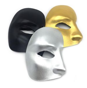 Halv ansiktsmask Phantom of the Opera Masker Maskerad One Eyed Cosplay Party DIY Kreativitet Halloween Kostym rekvisita Guld Silver Svart