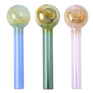 Mix Colors Water Pipes For Hookahs Pyrex Glass Oil Burner Straight Tube Hand Pipe Spoon Shape Mini Dab Rigs Smoking Accessories SW128