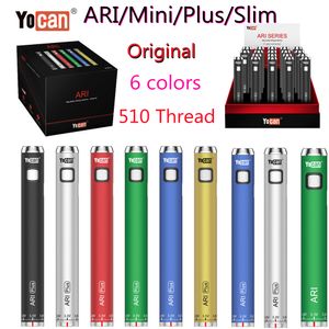 本物のYocan ari mini Plus Slim Plus Dry Herb Vaporizer Battery Eタバコ予熱可変電圧VVフィット510スレッドカートリッジ6色20PCSボックス