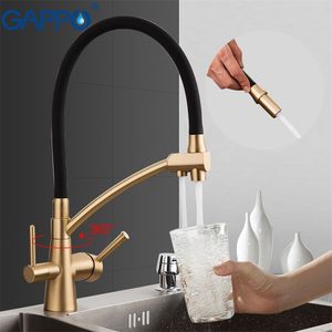 GAPPO G43981 kitchen faucet gold kitchen Mixer tap with filtered water tap Brass faucet mixer water crane torneira para cozinha T200810