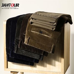 Jantour jesień zima sztruks spodnie mężczyźni moda elastyczne niebieskie brązowe spodnie proste dla klasycznego dużego rozmiaru 35 38 40 42 220330