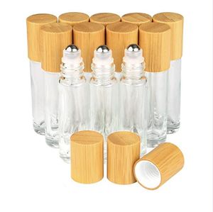 5ml 10ml 15ml Rotolo di vetro ambrato smerigliato su bottiglie Contenitore vuoto riutilizzabile per bottiglie di olio essenziale con sfere in acciaio inossidabile Imballaggio cosmetico