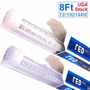 Tubo luminoso da negozio a LED da 8 piedi 72 W 100 W 6500 K (bianco super luminoso), apparecchio T8 da 8 piedi per magazzino in garage, forma a V, rendimento elevato, con interruttore on/off OEMLED