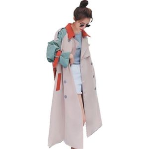 Fashion Women's Trench Coat Midlength British style coat women autumn new stitching contrast color women's windbreaker 201111