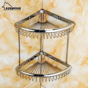 Modern Silver Solid Brass Bathroom Shelf Polished Chrome Cosmetic Holder 2layer Makeup Accessories Products LK02 Y200407