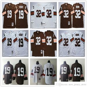 NCAA Gerileme Futbol 32 Jim Brown Formaları Retro Stitch 19 Bernie Kosar Jersey College Brown Beyaz