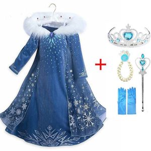 Robes Reine Fille achat en gros de Elsa Dress Girls Party Vestidos Cosplay Girl Vêtements Anna Snow Queen Print Birthday Princess Dress Kids Costume