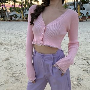Women's Sweaters Pink Black Green White Girls Cardigans Shirt Fashion Slim Fit Ladies Knitted Sweater Crop Top Long Sleeve Buttons Single-breasted knitting shirt