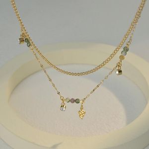 Colliers pendants Colliers de chaîne de lèvres cousus Perles de couleur suspendus en diamant collier de serpent à double couche pour femmes