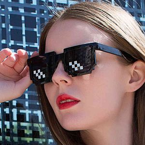 Pixel Gläser großhandel-Quadratische Mosaikmuster zweidimensionale Kraftglas kodierend rechteckige Pixel Sonnenbrille