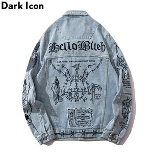 Dark Icon Borderyy Jean Jackets Turn Down Collar Men Street Hip Hop Jackets Casual Jackets para Man LJ201013