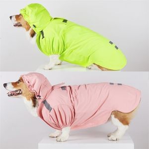 Welsh Corgi Dog Raincoat Reflective Waterproof Clothing for Rain Jacket Outdoor Pet Outfit Coat LJ200923