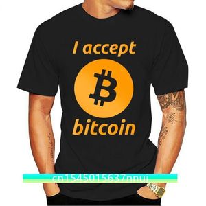 Akceptuję koszulkę Bitcoin dla mężczyzn przybywających Camiseta Casual Top Design moda okrągła koszulki 220702