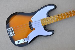 Factory Custom Black Yellow 4 Strings Electric Bass Guitar with White Pickguard Chrome Hardwares Maple Neck Offer Customized
