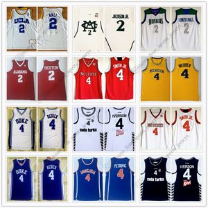 NCAA-Basketballtrikot 2 Sexton Lonzo Ball 4 Allen Iverson Chris Webber Drazen Petrovic j.j redick JR Smith Larry Johnson Mohamed Bamba Hochwertige Trikots